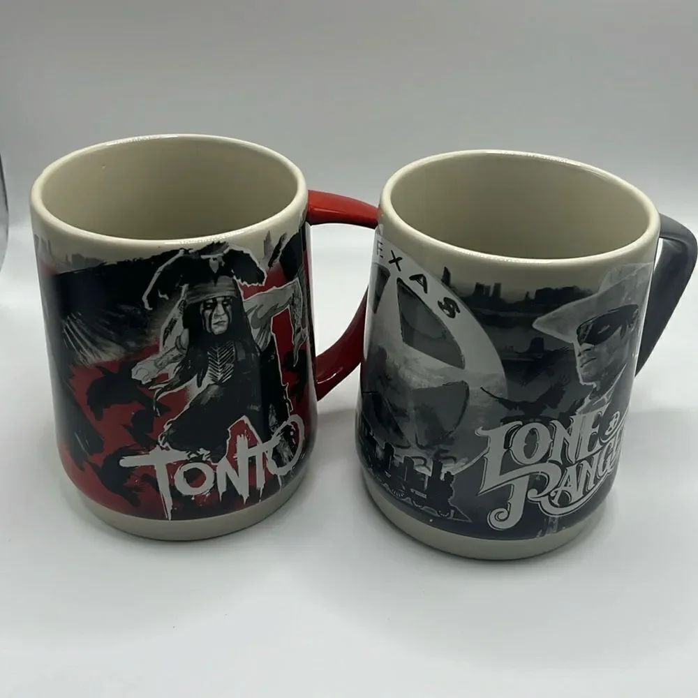 Set of 2 Disney Store Lone Ranger & Tonto Ceramic Mugs Dishwasher/Microwave Safe